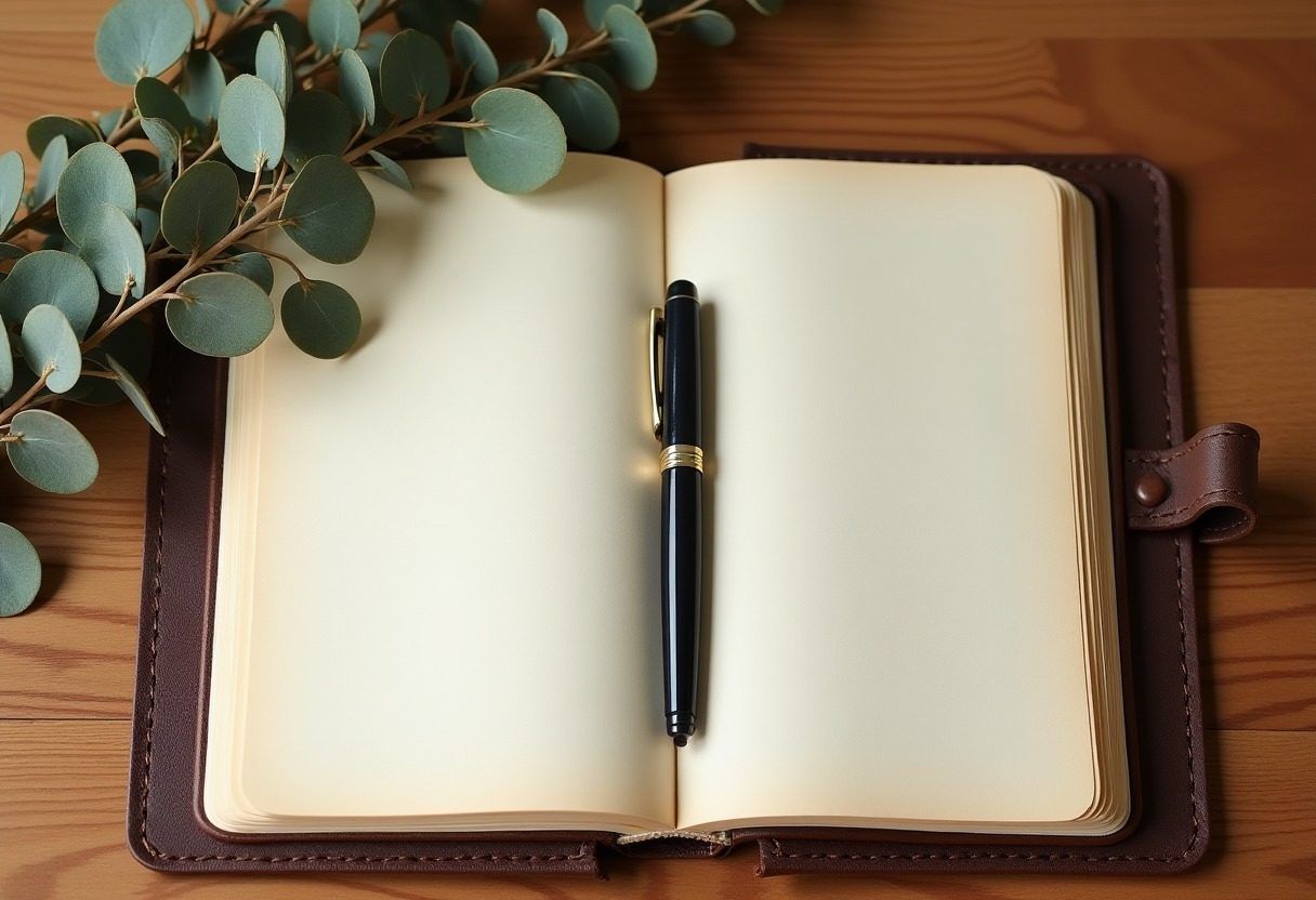 Een opengeslagen notitieboek met pen op tafel